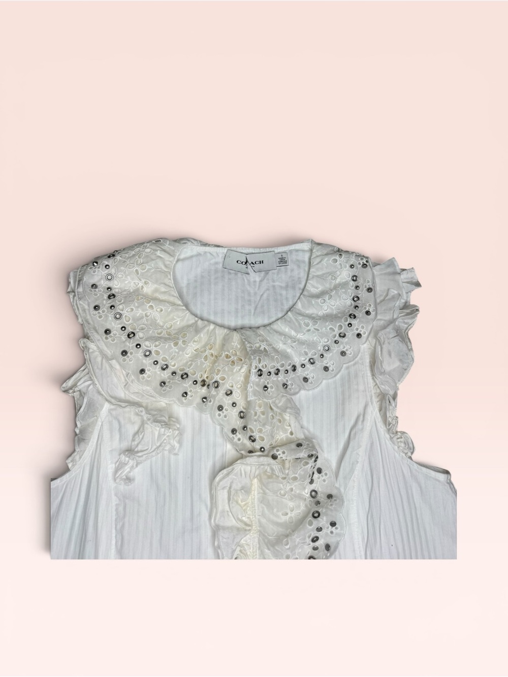 Coach Ruffle Prairie Mini Dress with Studs. - Picture 4 of 7